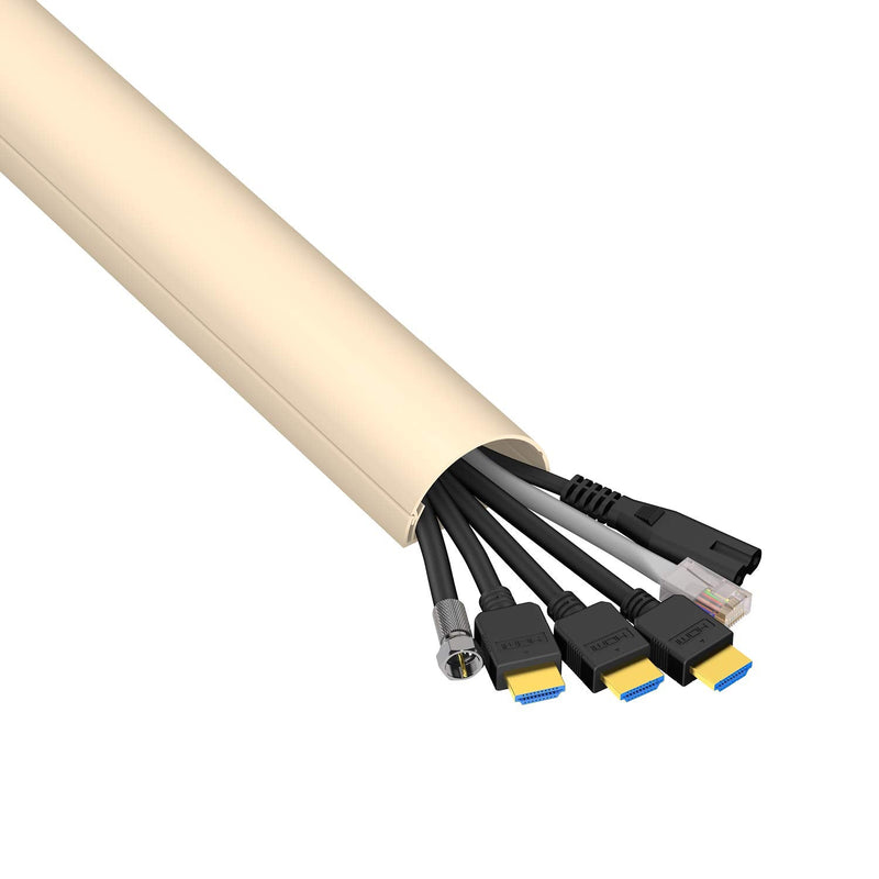  [AUSTRALIA] - D-Line Cord Hider 2-Pack, Cable Raceway, Desk Cable Management, Cord Cover Wall, Decorative Cable Concealer, TV Wire Covers, Hide Cords - 2X 2in W x 1in H x 39in Lengths (78in Total) - Beige Large 2-Pack
