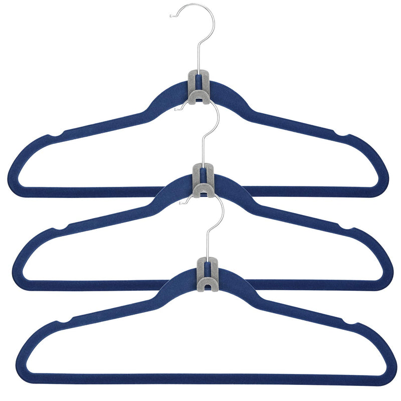  [AUSTRALIA] - Mlici Grey Velvet Connector Hooks Clothes Hanger, 60pc Cascading Clothes Hangers for Heavy Duty Space Saving Cascading Connection Hooks Gray