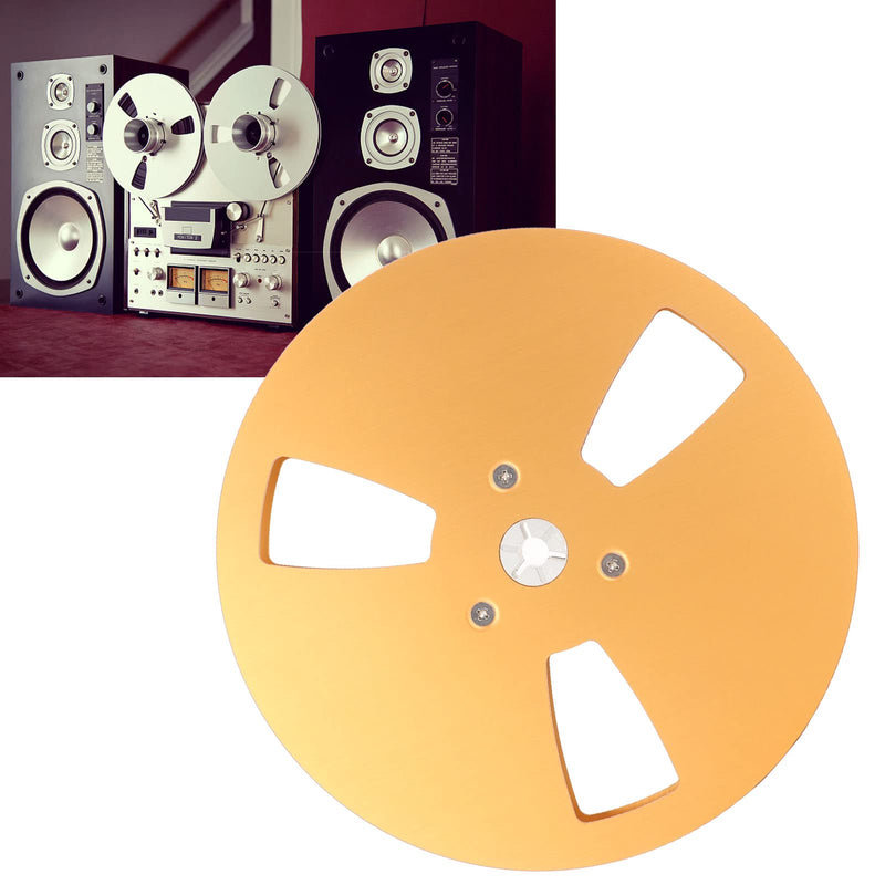  [AUSTRALIA] - 7 Inch 1/4 Empty Take Up Reel to Reel Small Hub, Universal 3 Holes Open Reel Audio Tape Empty Reel Aluminum Opening Machine Part Takeup Reel (Gold) Gold