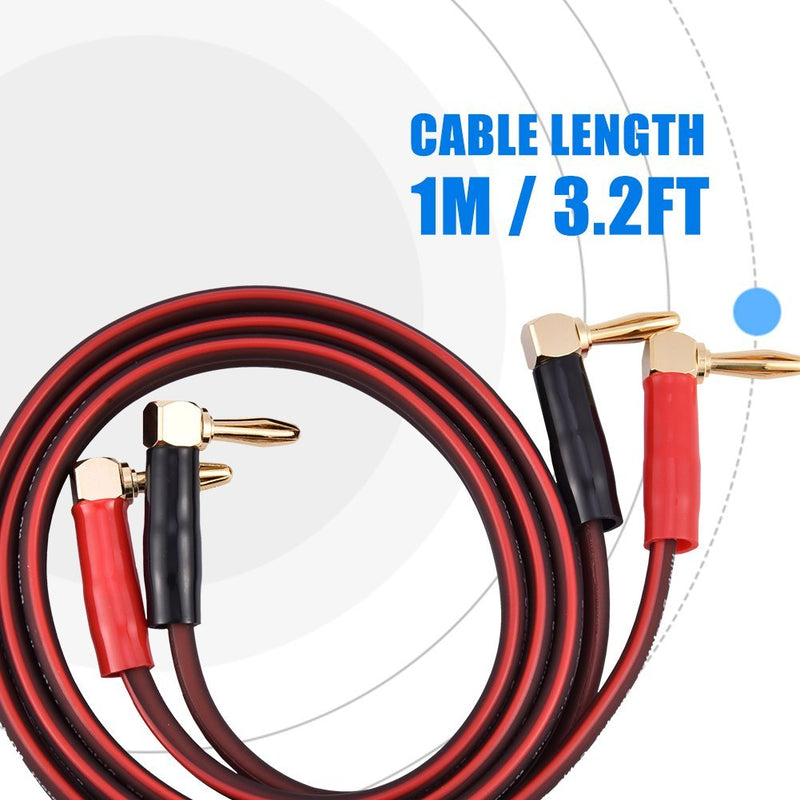 Zerone HI-FI Pure Copper Speaker Wire Right Angle L Type Banana Plugs Line Cable 3.2ft/5.9ft/9.8ft (Optional)(1 meter) 1 meter - LeoForward Australia