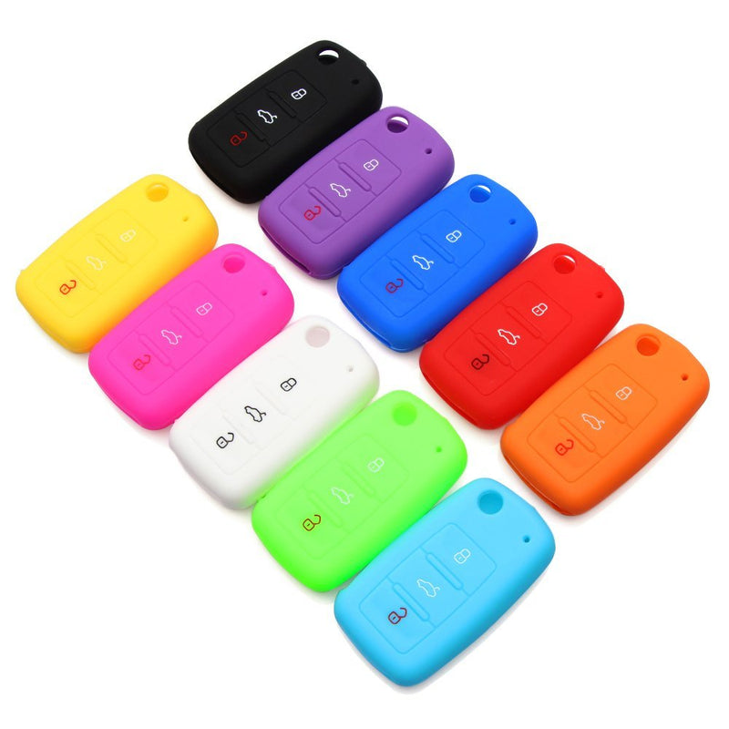 9 MOON Silicone Remote Flip Key FOB Silicone Case Cover for VW Volkswagen New white - LeoForward Australia