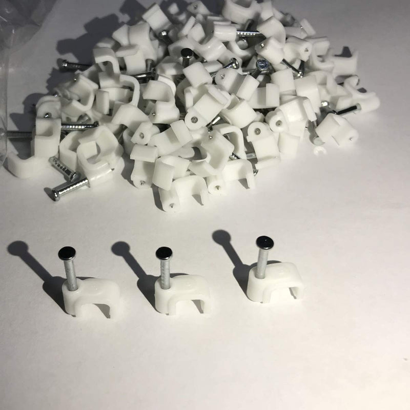  [AUSTRALIA] - 200 PCS 6mm Flat Ethernet Cable Wire Clips Single Coaxial Cable Clamps with Nail for Ethernet Cable Management