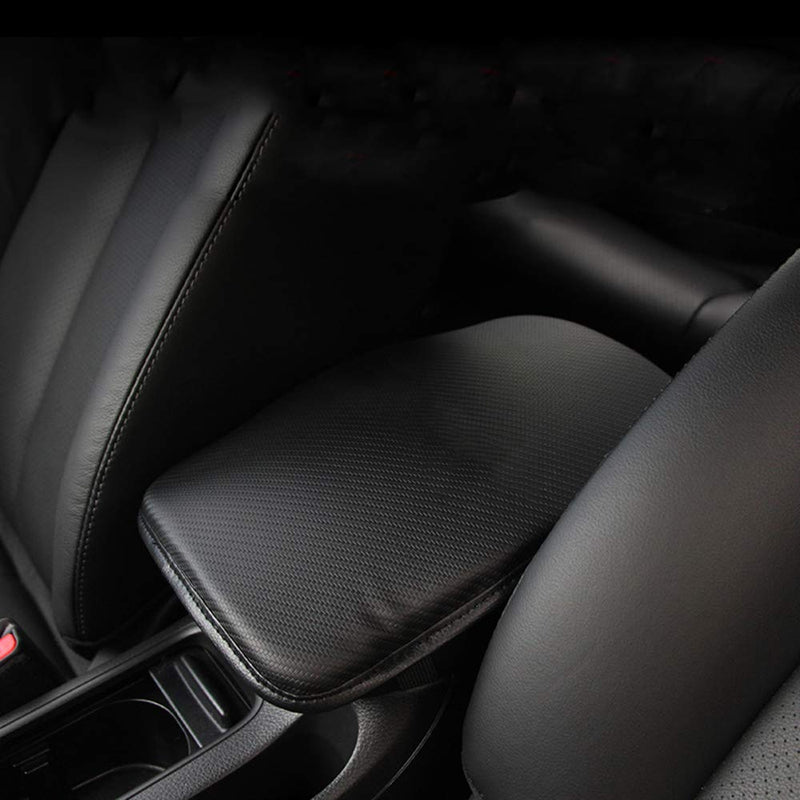 Forala Auto Center Console Pad PU Leather Car Armrest Seat Box Cover Protector Universal Fit (Black-Carbon L) B-Black-Carbon - LeoForward Australia
