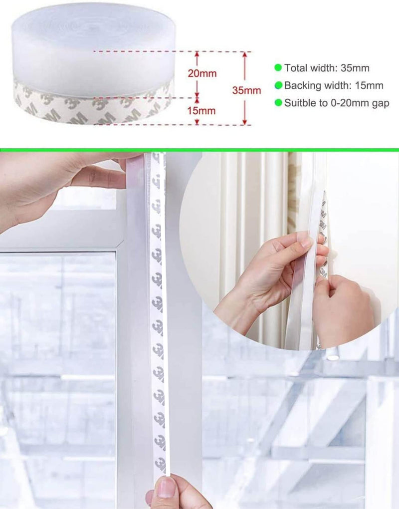  [AUSTRALIA] - 2022 Updated Silicone Seal Strip, Weather Stripping Door Bottom Seal Strip - House and Glass Shower Doors Silicone Sealing for Door and Windows Gaps of Collision and Side, (Transparent) 35MM…