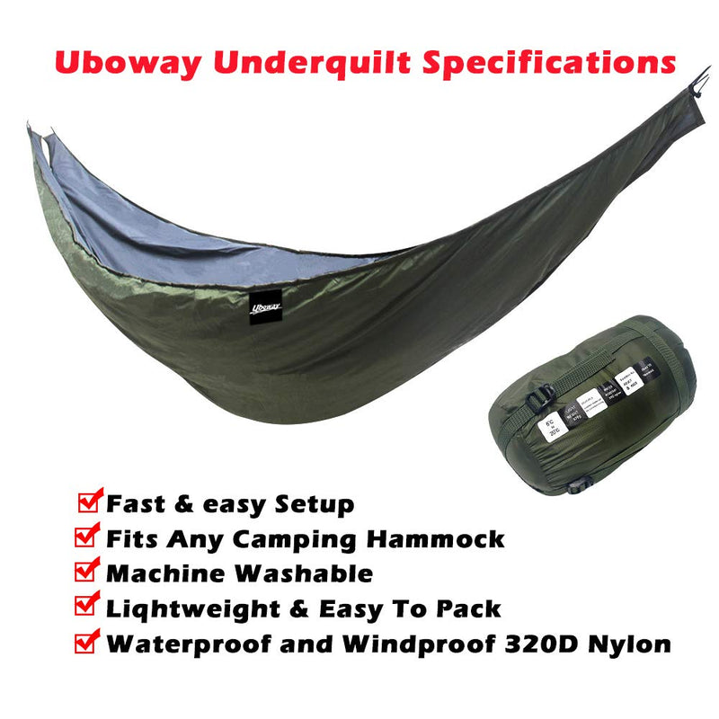  [AUSTRALIA] - UBOWAY Unique Underquilt Hammock - Outdoor Sleeping Bag for Camping, Backpacking, Backyard Green