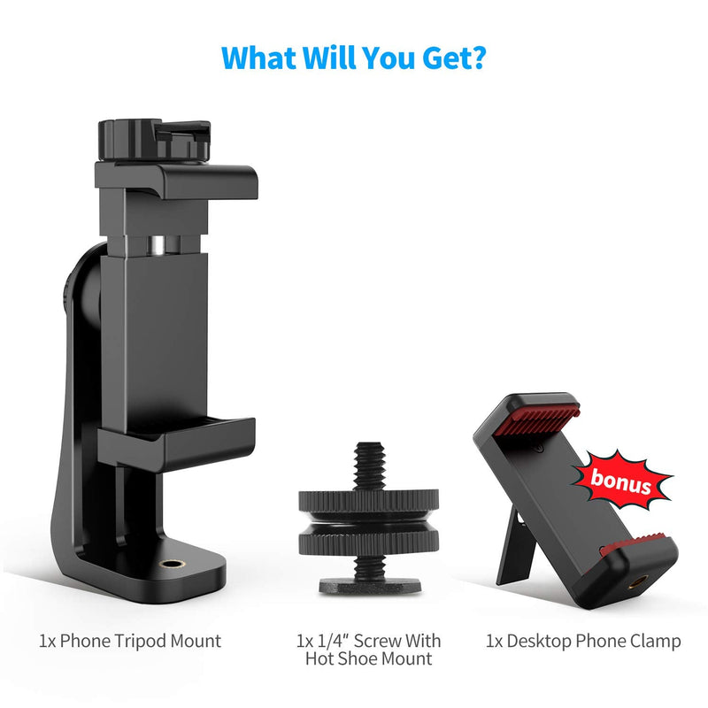  [AUSTRALIA] - Owine Universal Dual Cell Phone Tripod Mount Adapter Premium Smartphone Clamp, Compatible with iPhone,Samsung Galaxy,Note,Lg,All Smartphones Perfectly.Connects to Tripod, Monopod, Selfie Stick