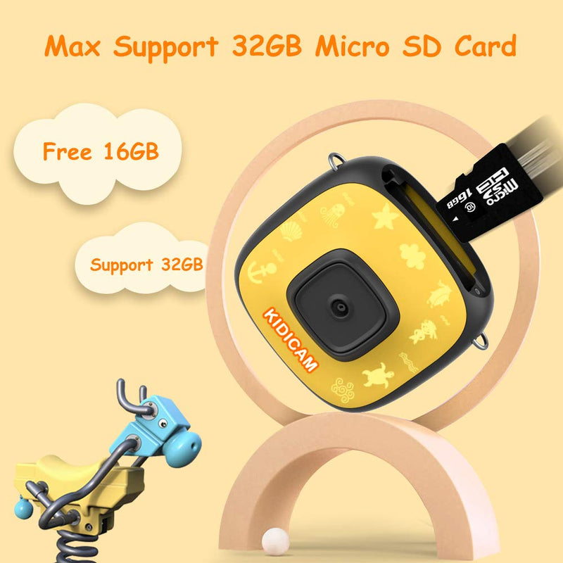  [AUSTRALIA] - Dragon Touch Kidicam 2.0 Kids Action Camera, Waterproof Digital Camera for Boys Girls 1080P Sports Camera Camcorder with 16GB Memory Card (Yellow) Yellow