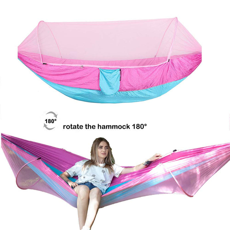  [AUSTRALIA] - WintMing Patent Camping Hammock with Mosquito Net and Rainfly Cover Pink