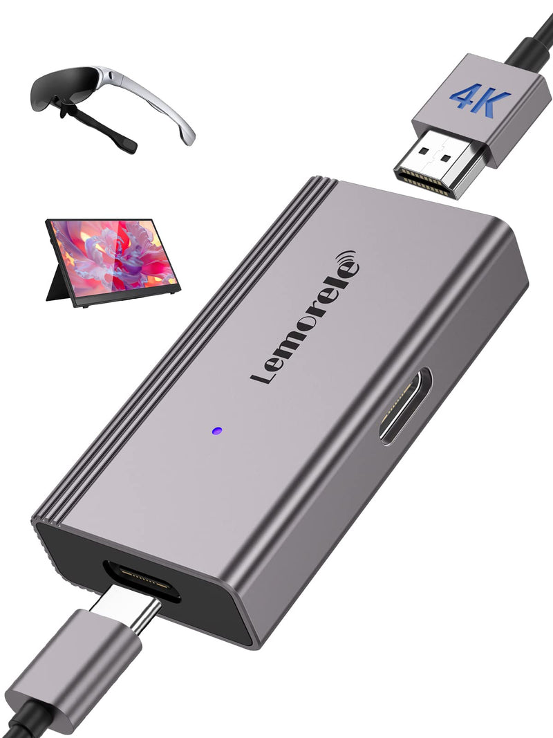  [AUSTRALIA] - Lemorele HDMI to USB C Adapter 4K@60HZ, HDMI to Type C Adapter, Compatible with Nreal Air, Rokid Air, Thunderbird AR, GRAWOOA, Switch Base, Steam Deck Base, PS4, PS5, Xbox Grey