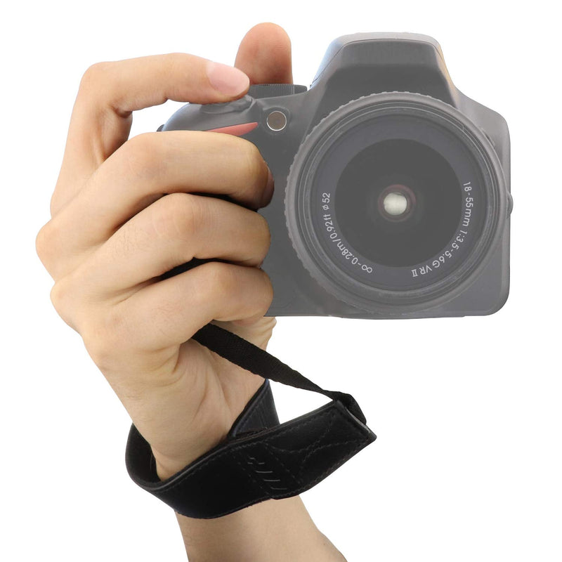  [AUSTRALIA] - MegaGear MG1410 SLR, DSLR Leather Wrist Strap, Black