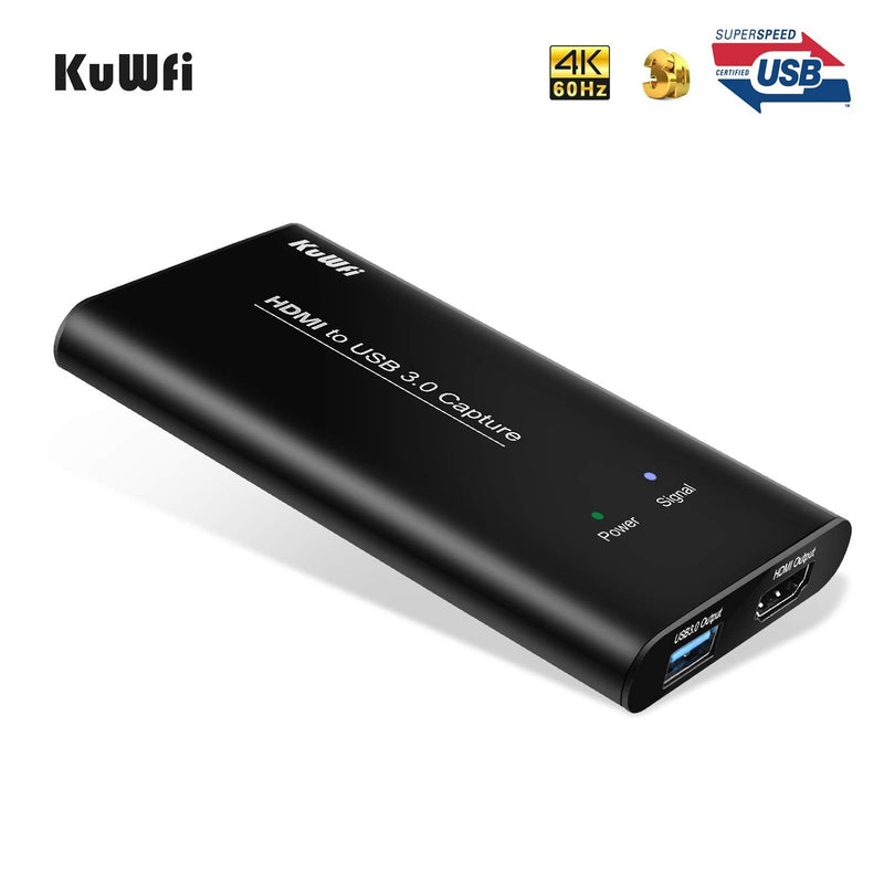  [AUSTRALIA] - KuWFi HDMI USB Video Capture Device Card HD Video Converters Live Stream Broadcast 1080P with MIC Input Drive-Free for Live Video Camera/SLR/Android/Phone/Laptop
