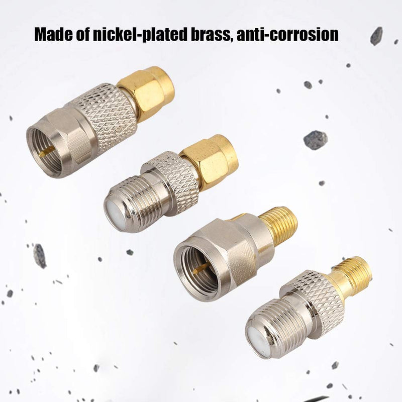  [AUSTRALIA] - Radio Converter, Portable 4Pcs Brass Aerial Connector F to SMA Radio Converter, Nickel Plated Brass Material, for Antennas, DAB Antenna Adapters, Coaxial Cables, Radio Scanners