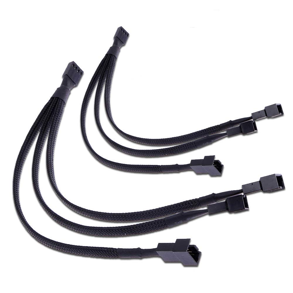  [AUSTRALIA] - TeamProfitcom PWM Fan Splitter Adapter Cable Sleeved Braided Y Splitter Computer PC 4 Pin Fan Extension Power Cable 1 to 3 Converter 10 inches (2 Pack)