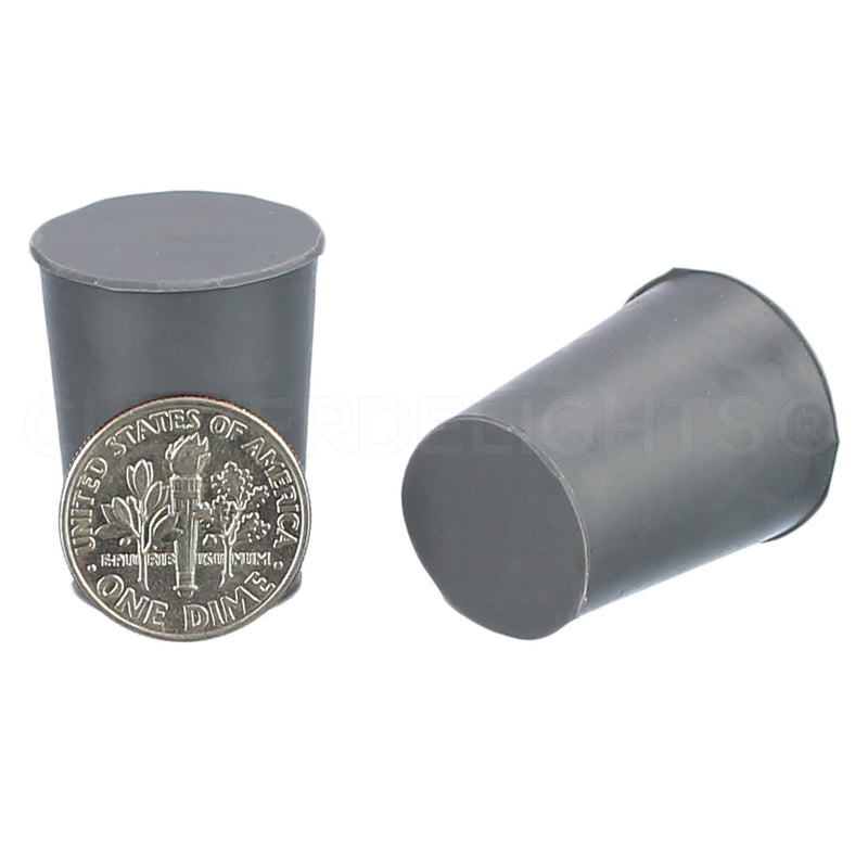  [AUSTRALIA] - CleverDelights Rubber Stoppers — Size 2 — 25 Pack — 16mm x 20mm x 25mm Long — Gray Solid Plug #2