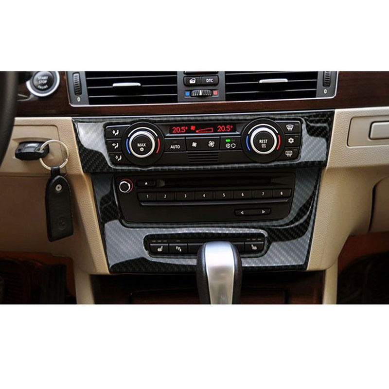 Thor-Ind Carbon Fiber AC Air Conditioning CD Control Console Panel Trim Cover Frame for BMW Old 3 Series E90 E92 E93 2005-2012 Car Interior Accessories Stickers Decor (with Navigation A) - LeoForward Australia