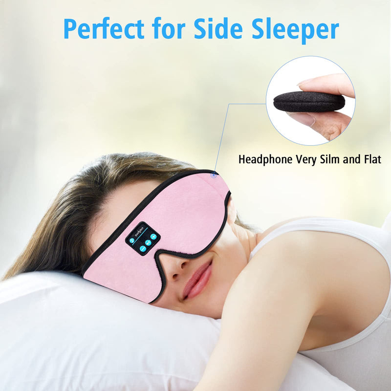  [AUSTRALIA] - Sleep Headphones Bluetooth Headband Sleeping Headphones, ZUXNZUX Wireless Music Eye Mask Sleep Earbuds for Side Sleeper, Yoga, Insomniac, Air Travel, Meditation (Pink) Pink