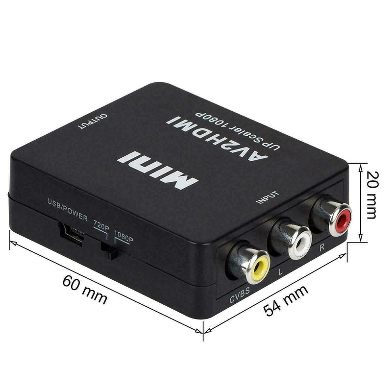  [AUSTRALIA] - BD&M AV to HDMI Converter, RCA to HDMI, 1080P Mini RCA Composite CVBS Video Audio Converter Adapter Support PAL/NTSC for TV/PC/ PS3/ STB/Xbox VHS/VCR/Blue-Ray DVD Players - Black