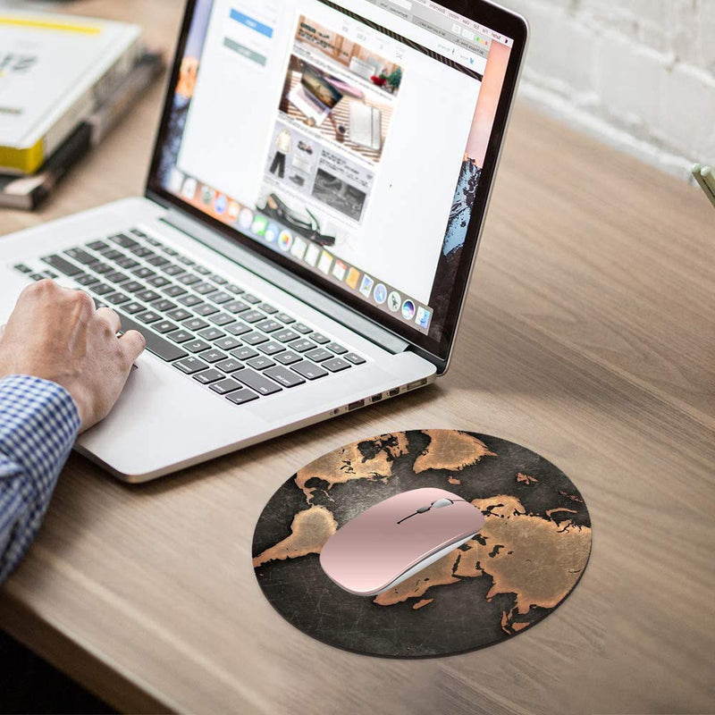  [AUSTRALIA] - ChaTham Round Mouse Pad with Coasters Set, Circular Earth Mouse Pad, Non-Slip Rubber Base Round Mouse Pads for Laptop Compute Working Home Office Accessories Ct-mp-065