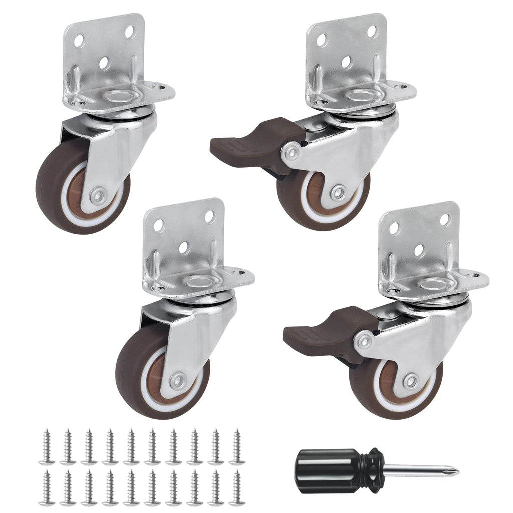  [AUSTRALIA] - Side Mount Casters Set of 4 with Brake,1.25inch L-Shape TPR Plate Casters,Small Wheels for Furniture Wheels, Baby Bed, Suitcase,Cabinet Wheels,Table Casters,Loading Capacity 150 Lbs (1.25” L-Shape) 1.25” L-Shape