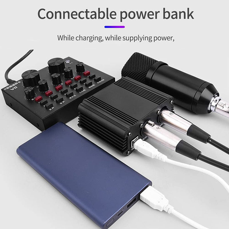  [AUSTRALIA] - Phantom Power Supply,48V Portable Phantom Power Supply with USB and One XLR Audio Cable for Any Condenser Microphone Music Recording Equipment