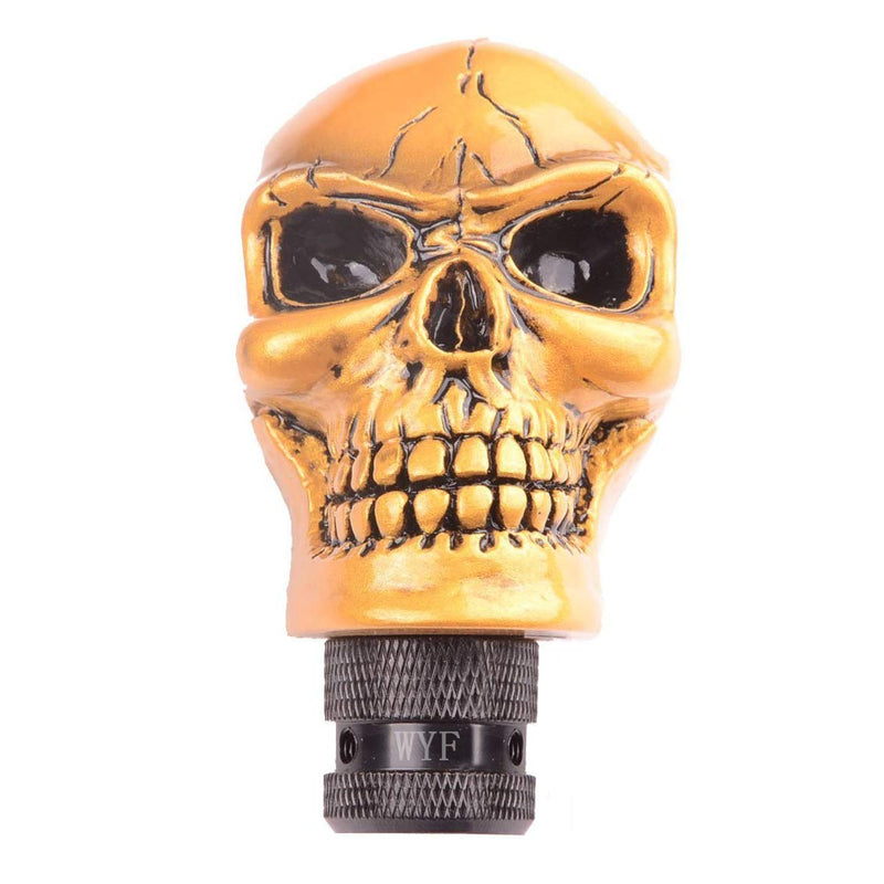  [AUSTRALIA] - WYF Universal Shift Knob Skull Gear Stick Skull Skull Resin Gear Shifter Knob Lever Cover for Most Manual or Automatic Transmission Without Button (Gold) Gold