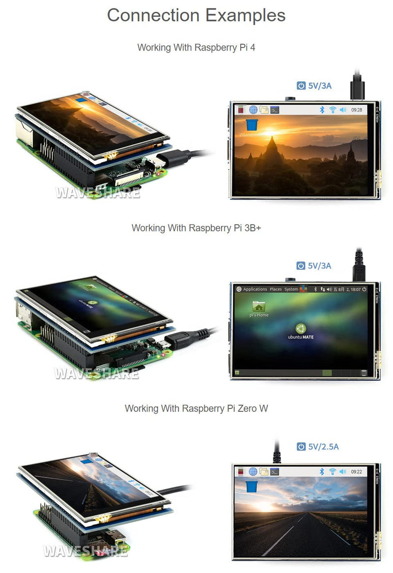  [AUSTRALIA] - Waveshare 3.5inch RPi LCD (B) 320x480 Resoution Touch Screen IPS TFT Display Designed for Any Revision of Raspberry Pi Directly-pluggable Better Displaying