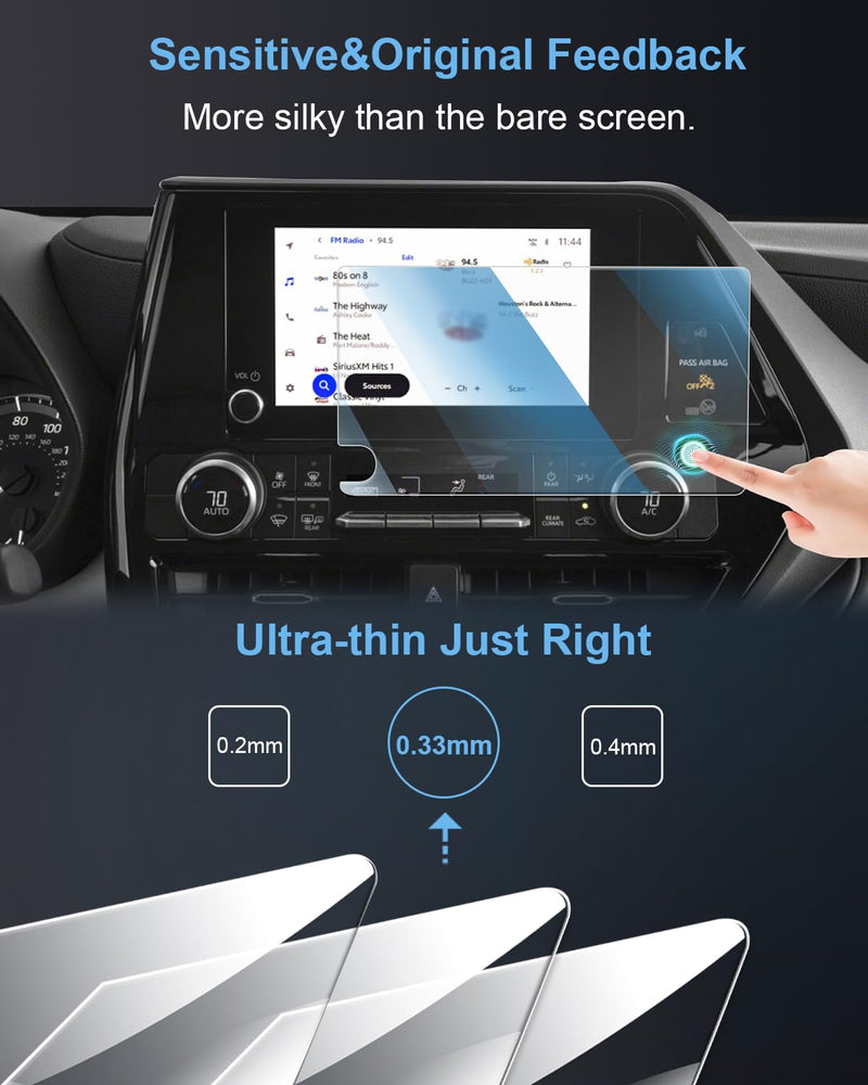  [AUSTRALIA] - WEIPIN 8" Car Screen Protector 【Smooth as Silk】 for 2023 Toyota Highlander&Corolla&Prius Accessories GPS Navigation Touchscreen Tempered Glass Compatible with 2023 Highlander&Corolla&Prius - HD Clear Highlander&Corolla&Prius 8"-Clear