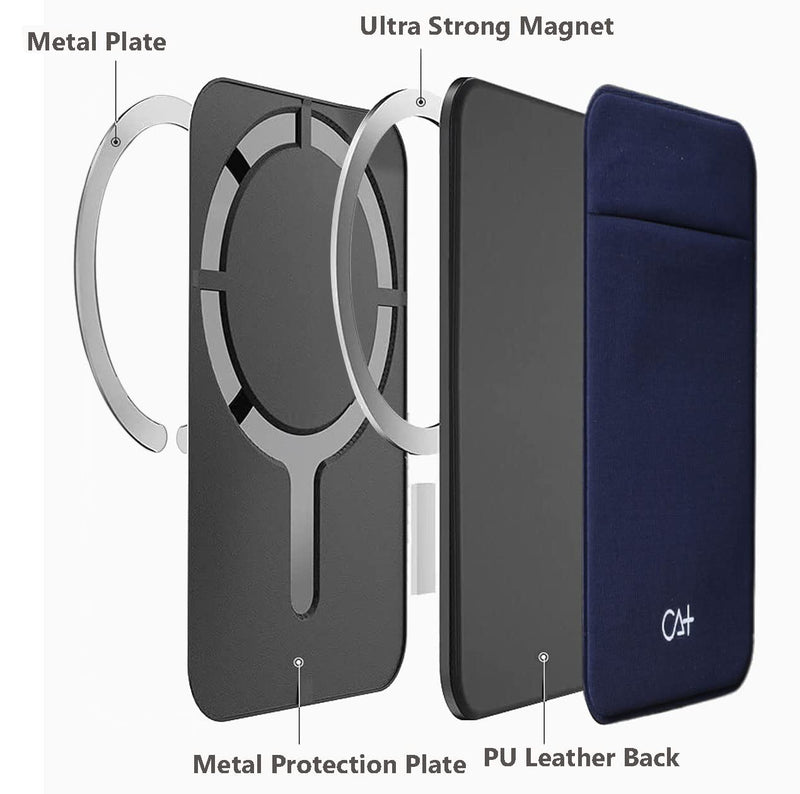  [AUSTRALIA] - Magsafe Wallet for Apple iPhone with Card Holder, Magnetic Card Holder for Back of Phone Wallet Credit Card Case Compatible with Galaxy & iPhone (Black w/Metal) Black w/Metal