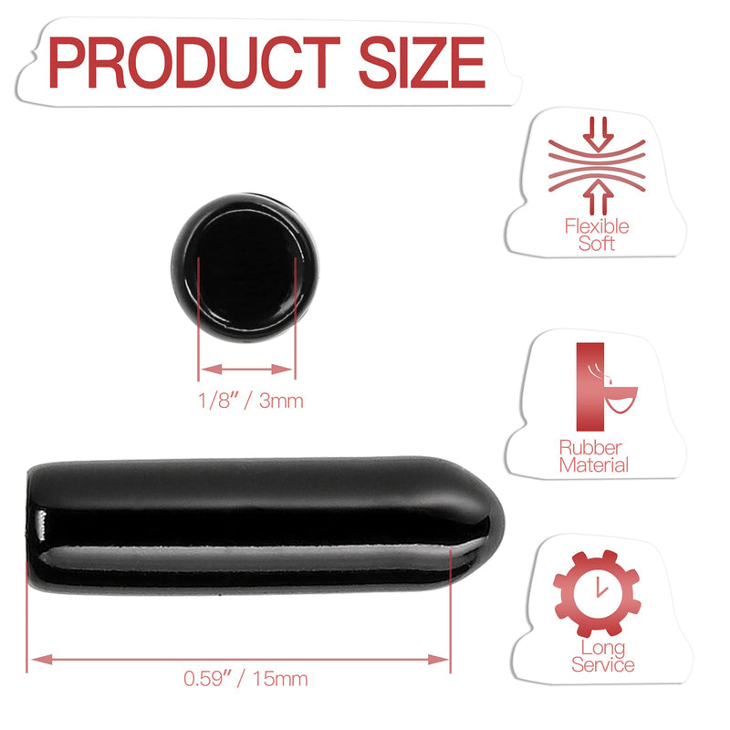  [AUSTRALIA] - Jamiikury 60PCS Screw Thread Protectors 3mm ID Rubber End Caps Vinyl Flexible End Caps Round Tube Bolt Cap (Black, 60PCS) 3mm - 60PCS