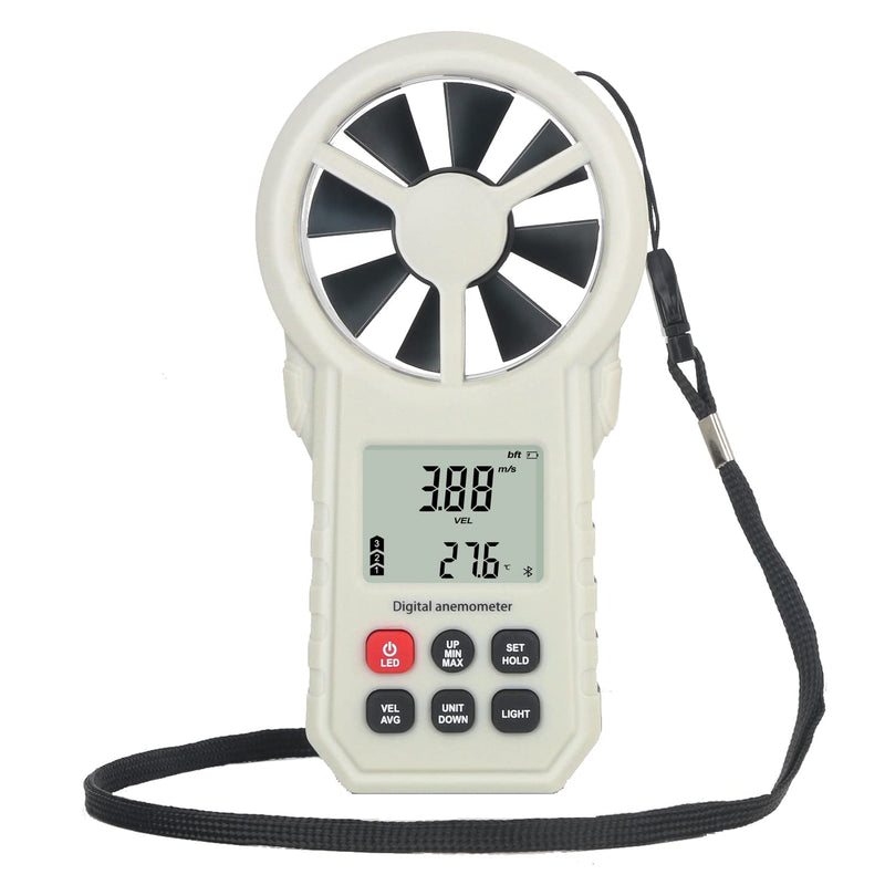  [AUSTRALIA] - Digital Anemometer Anemometer, Portable Air Flow Meter, CFM Meter for HVAC Fan/Shooting/Drone, Air Flow Speed Meter with Wind Temperature/Humidity Sensor-Gray Black.(APP)