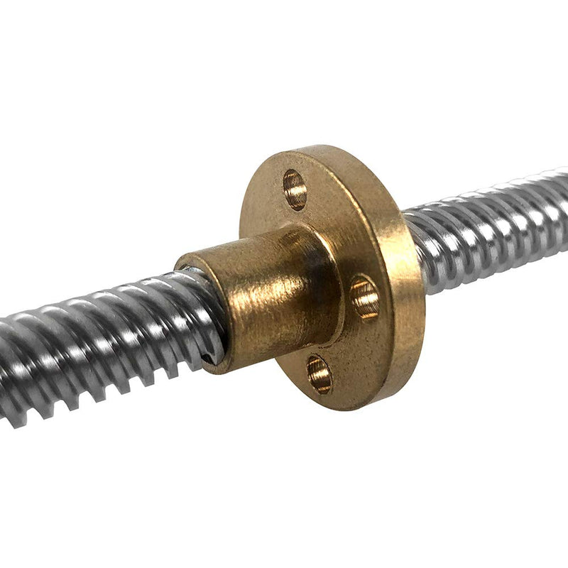  [AUSTRALIA] - QWORK 2 Pack T8 600mm Lead Screw and Brass Nut (Acme Thread, 4 Starts, 2mm Pitch, 8mm Lead) Used in 3D Printer