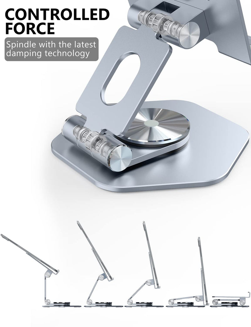  [AUSTRALIA] - Tablet Stand Adjustable, iPad Stand for Desk, Swivel iPad Desk Stand, Aluminum Foldable Desktop Stand Holder for Writing and Drawing, Compatible with All Tablet Such as iPad Pro 11/12.9, iPhone. Rotary