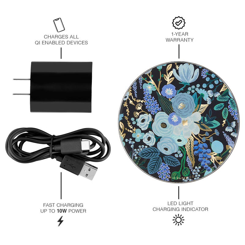  [AUSTRALIA] - Case-Mate Rifle Paper CO. - Power DISC - Wireless Charger - Charges All Qi Enabled Devices - Universal - Wild Flowers