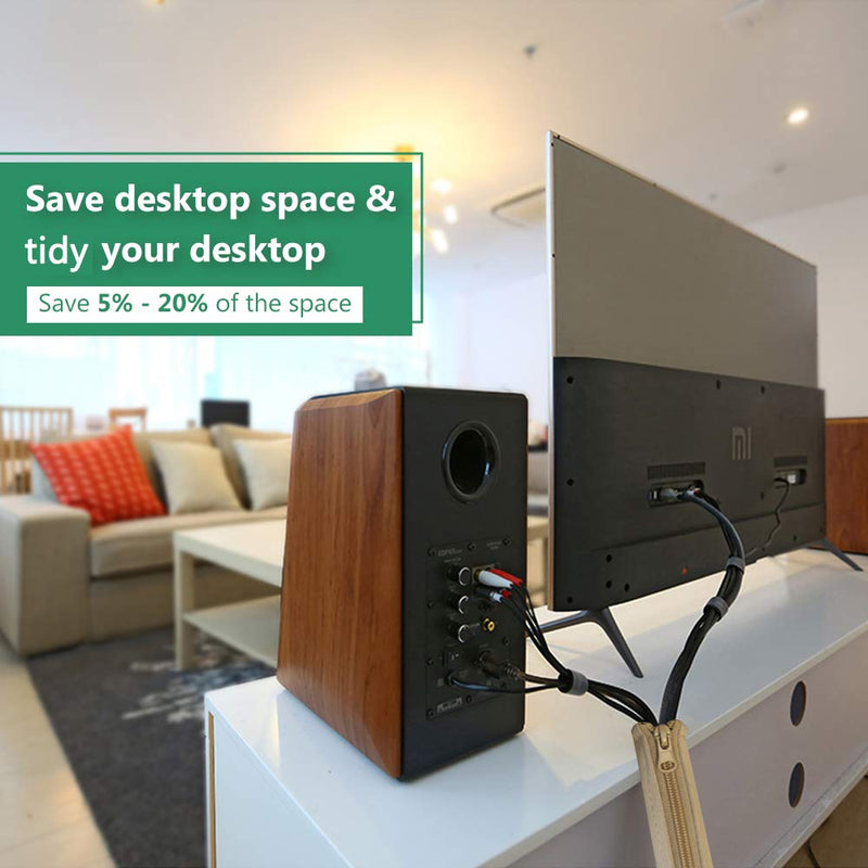  [AUSTRALIA] - StangH Cable Management Sleeve Organizer - 19 Inch Home and Office Zip-up Cable Sleeve Wire Organizer Flexible Cord Concealer Wrap, Electrical Cord Covers for TV/Computer/Desk, 4 Pieces -Beige 19"L x 3.5"W-4PACKS Beige