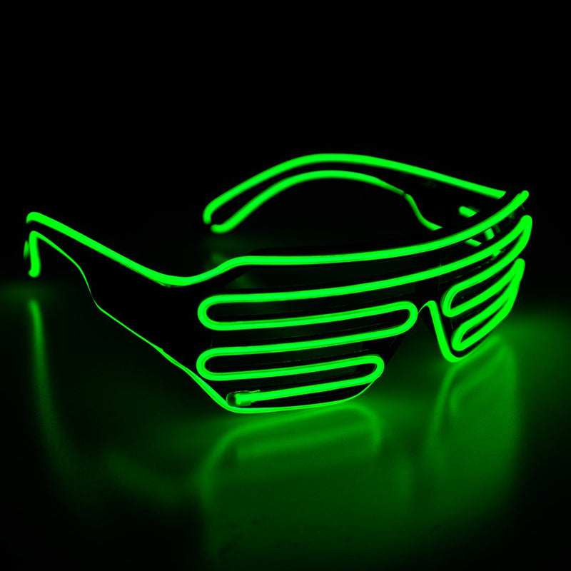 Aquat Glow Flashing Shutter Neon Rave Glasses El Wire LED Sunglasses Light Up DJ Costumes Voice Activated for Party, 80s, EDM RB02 (Light Green, Black Frame) Fluorescent Green - LeoForward Australia