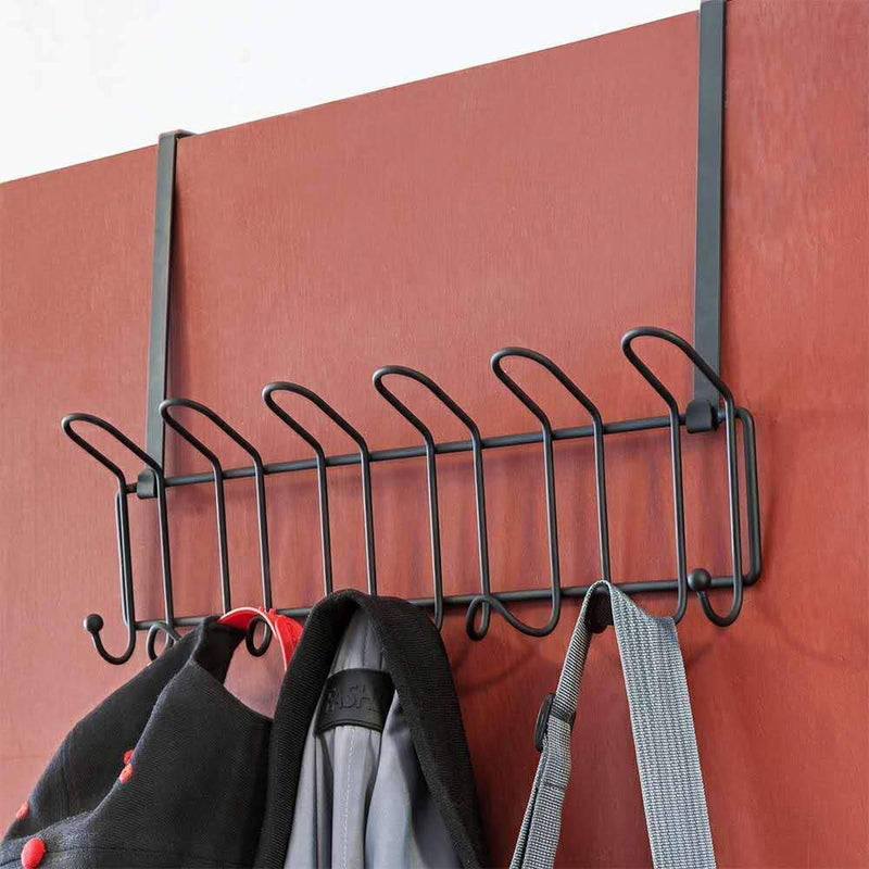 Minggoo Coat Rack Wall Mounted Hook Rack Over The Door Hook Organizer 13 Hooks, Heavy-Duty Iron Wire Black - LeoForward Australia