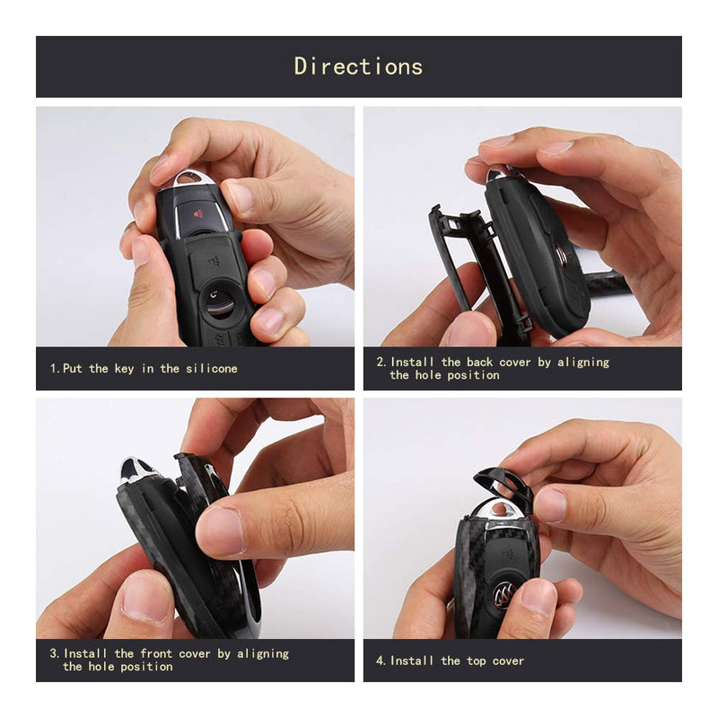  [AUSTRALIA] - TANGSEN Smart Key Fob Case for Buick Encore Regal Sportback 4 Button Keyless Entry Remote Personalized Protective Cover Plastic Carbon Fiber Pattern Black Silicone Black Silicone & Black Carbon Fiber Pattern ABS