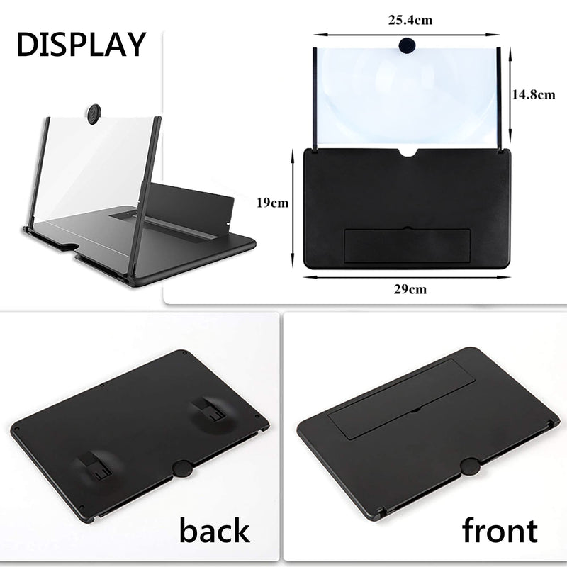  [AUSTRALIA] - Smartphone Screen Magnifier Stand 14 Inch 3D Foldable Amplifier for Cell Phone with Adjustable Angle A Black-14inch