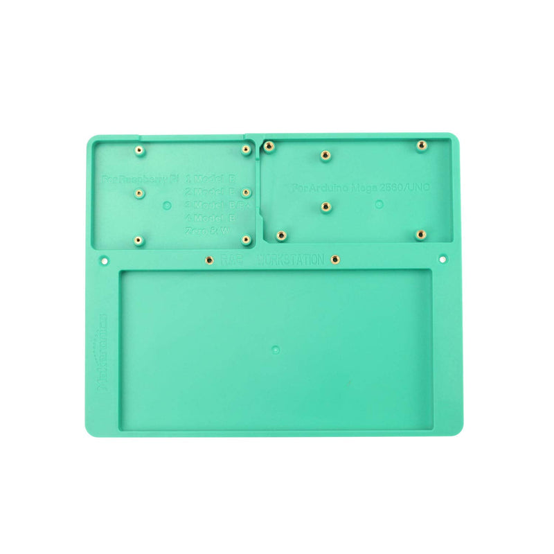  [AUSTRALIA] - Makeronics 7 in 1 Green RAB Holder for Raspberry Pi | Arduino | Solderless Breadboard, Base Plate with Rubber Feet for Raspberry Pi 4 Model B|3B+/B|2B+/B|Zero |Zero W and Arduino Mega 2560 | Uno R3