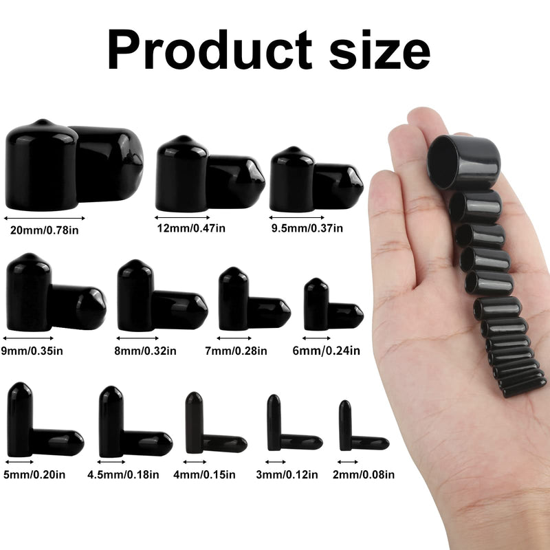  [AUSTRALIA] - 158 PCS Round Rubber End Caps, Vinyl Tube Bolt Cap, Screw Bolt Screw Rubber Thread Protector Caps Cover