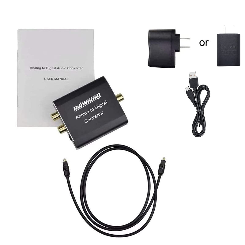  [AUSTRALIA] - Analog to Digital Audio Converter, Hdiwousp RCA R/L or 3.5mm Jack AUX to Digital Coaxial Toslink Optical SPDIF Audio Adapter for PS4 Xbox HDTV DVD Headphone (Aluminum)
