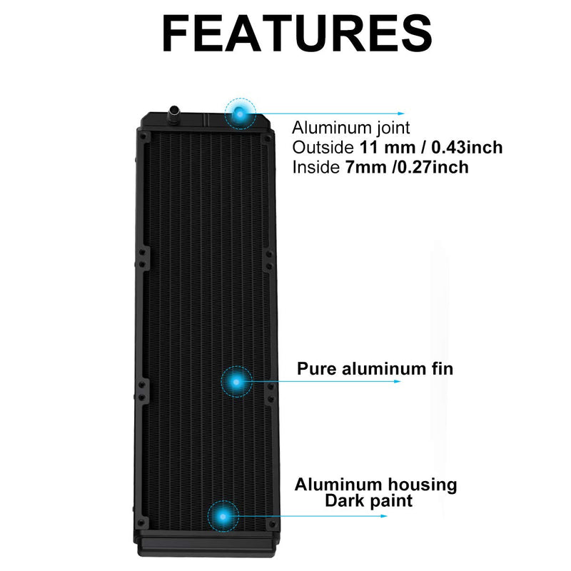  [AUSTRALIA] - Clyxgs Water Cooling Radiator, 12 Pipe Aluminum Heat Exchanger Radiator with Tube for PC CPU Computer Water Cool System DC12V 360mm