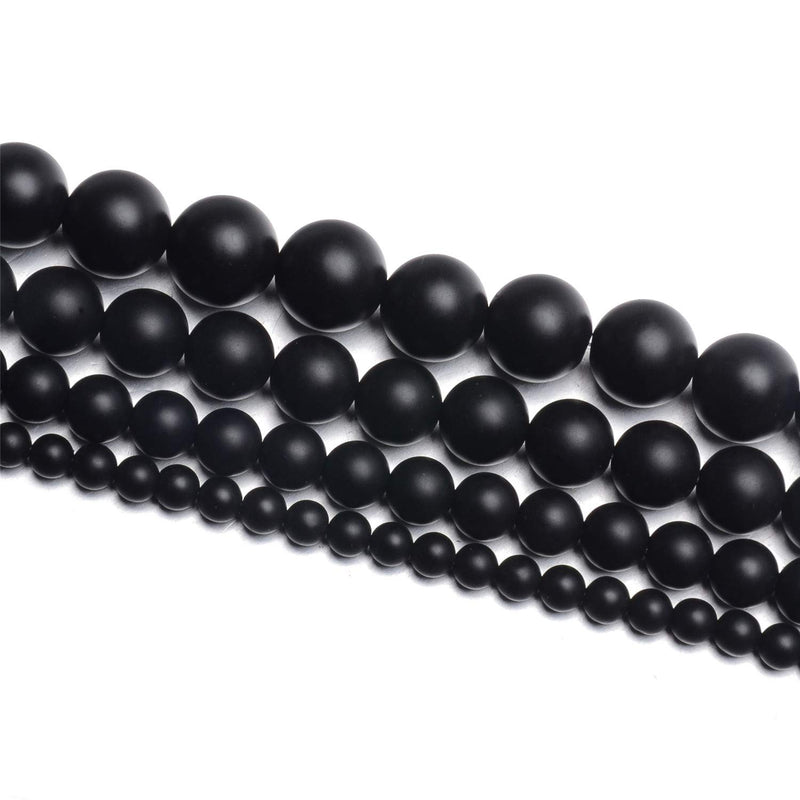 NCB Black Matte Onyx Beads 200pcs 4mm Round Gemstone Beads Spacer Charm Beads Natural Stone Loose Beads for Bracelet Necklace Jewelry Making 4mm 6mm 8mm 10mm (Matte Black Onyx, 4mm 200pcs) Matte Black Onyx - LeoForward Australia