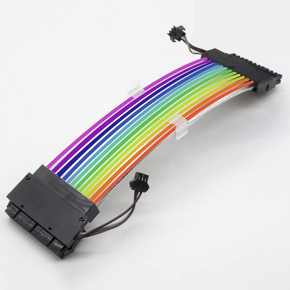  [AUSTRALIA] - 24Pin ATX Motherboard RGB Extension Power Supply Cable for PC Case DIY Computer Cord Custom Build Gaming Case Modding