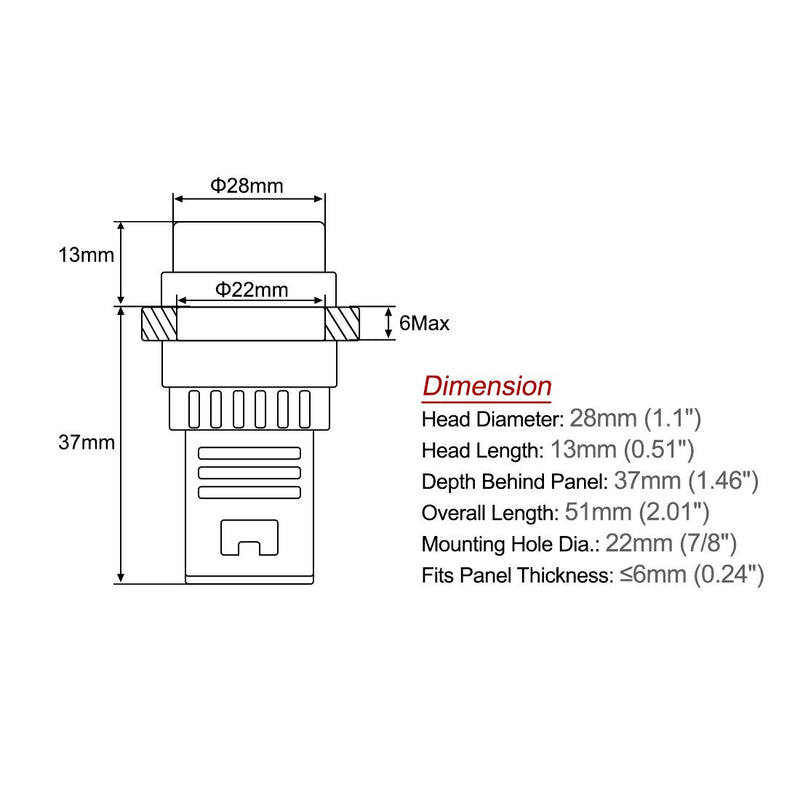 uxcell 2Pcs Red Indicator Light AC/DC 110V, 22mm Panel Mount, for Electrical Control Panel, HVAC, DIY Projects - LeoForward Australia