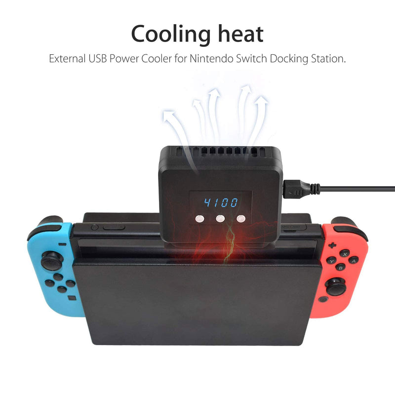  [AUSTRALIA] - EEEKit Cooling Fan for Nintendo Switch Dock Set Temperature Display Cooler for NS Original Docking Station, USB Powered, Integrated Cable
