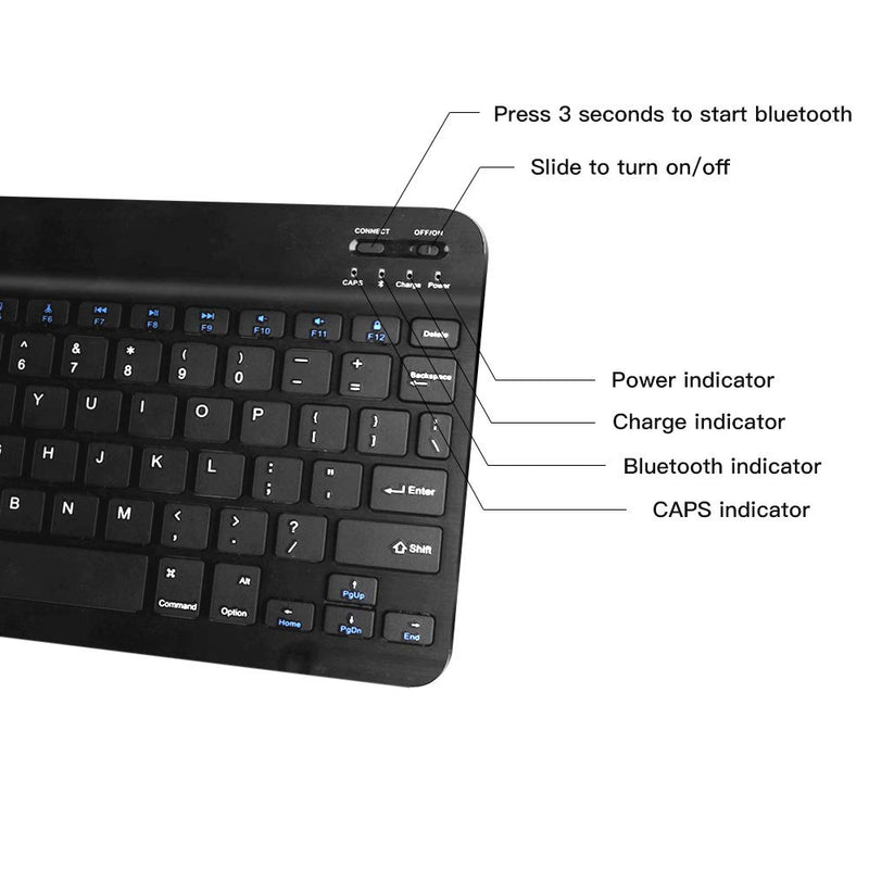  [AUSTRALIA] - XIWMIX Ultra-Slim Wireless Bluetooth Keyboard - Universal Rechargeable Bluetooth Keyboard Compatible with iPad Pro/iPad Air/iPad 9.7/iPad 10.2/iPad Mini and Other iOS Android Windows Devices black