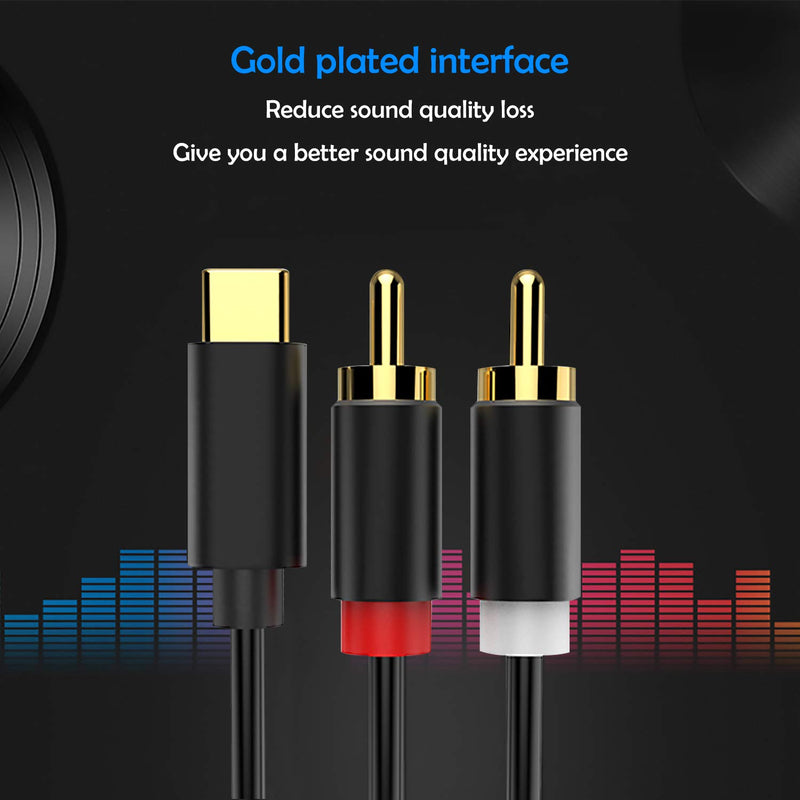 USB C to RCA Audio Cable, HUIRID USB-C to 2 RCA Type C to RCA Male to Male Y Splitter Cord with DAC Chip Compatible with Pad Pro 2018,Google Pixel 3/2/2XL MacBook Moto Z,Google Pixel 3/2/XL (6ft) 6ft - LeoForward Australia