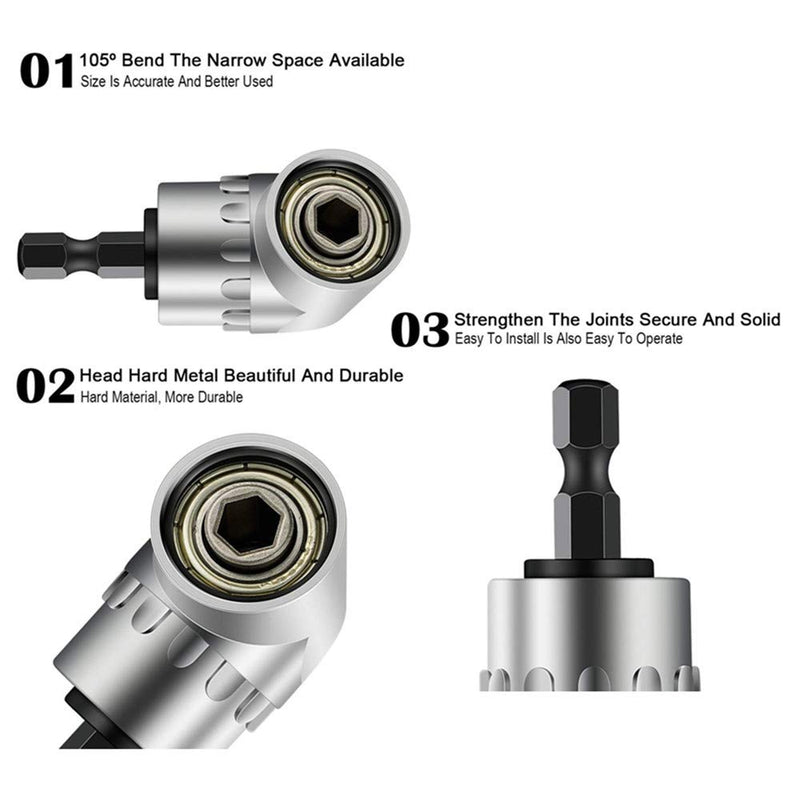 3Pcs 1/4" 3/8" 1/2"Hex Socket Adapter Drill Bits Set,Impact Grade Socket Wrench Adapter Extension Set,105°Right Angle Drill Bit Adapter Attachment 1/4" Drive Hex Magnetic Bit Socket Screwdriver Drill - LeoForward Australia