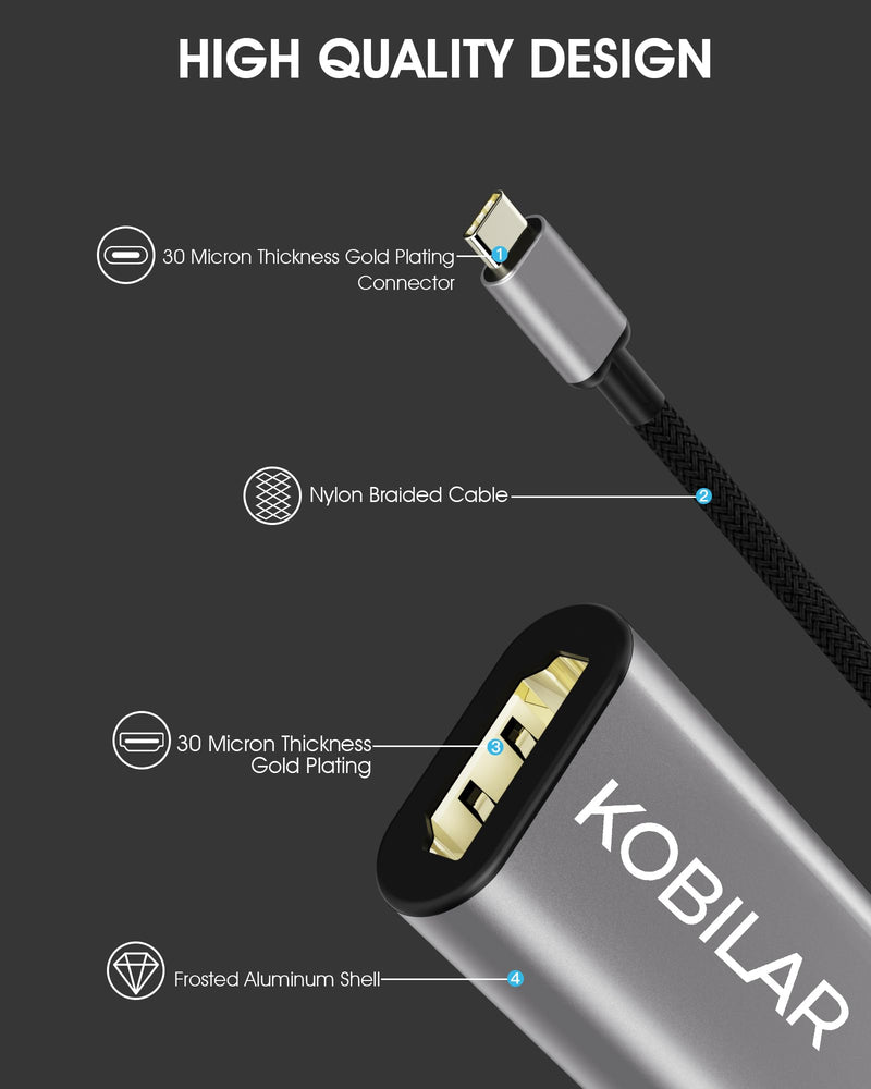  [AUSTRALIA] - Kobilar USB C to HDMI Adapter - High Resolution（4K@60Hz） USBC to HDMI Aluminum Shell HDMI to USB C Adapter with 30-Micron Gold Plug for Apple iPad MacBook Pro/Air,Thunderbolt 4/3，Galaxy/Monitor Grey